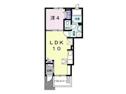 カレント・KIII(1LDK/1階)の間取り写真
