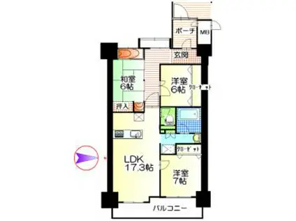 アパガーデンプレイス富山(3LDK/10階)の間取り写真