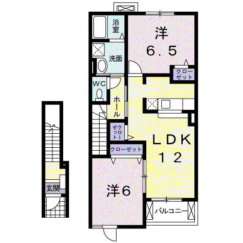 プランドール3(2LDK/2階)の間取り写真