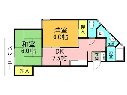 メゾン松上(2DK/3階)の間取り写真