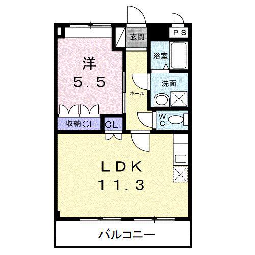 エクレセンス(1LDK/2階)の間取り写真