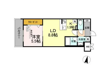 BULL HOUSE(1LDK/6階)の間取り写真