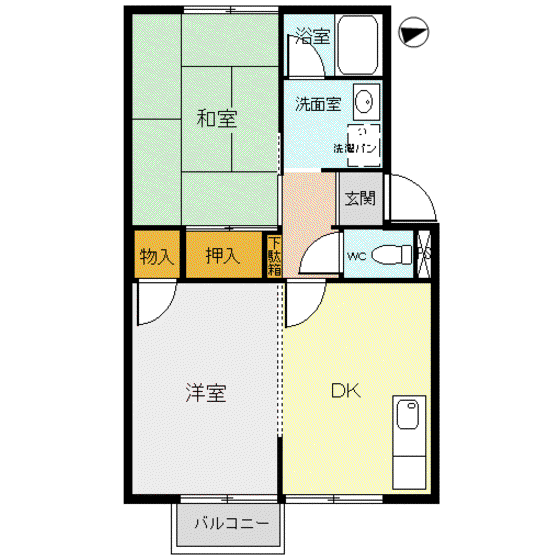 リーベン渡辺 B棟(1LDK/1階)の間取り写真