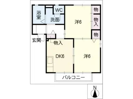 プラテアI(2DK/2階)の間取り写真