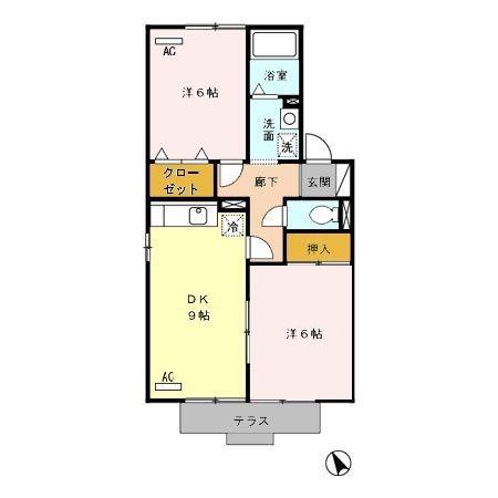 セジュール波須 A棟(2DK/1階)の間取り写真