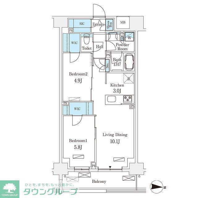 ロイジェントパークス押上錦糸町(2LDK/2階)の間取り写真