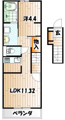 ポルテ・コート(1LDK/2階)の間取り写真