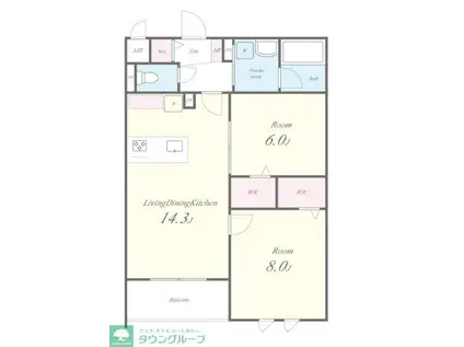 STADT NERIMA-KASUGACHO(2LDK/4階)の間取り写真