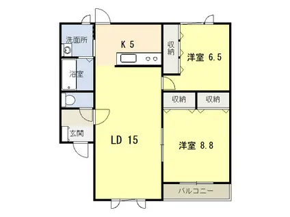バップバーレンN館(2LDK/2階)の間取り写真