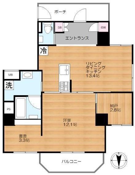 モンテヴェルデ神楽坂弐番館(1SLDK/3階)の間取り写真