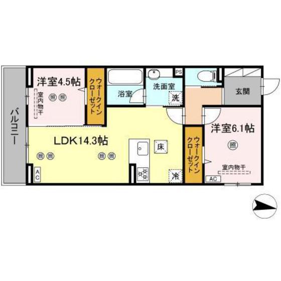 VILLA HAKUYO(2LDK/1階)の間取り写真