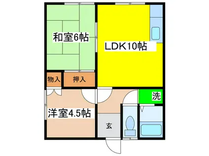 ハイツK・I(2LDK/2階)の間取り写真
