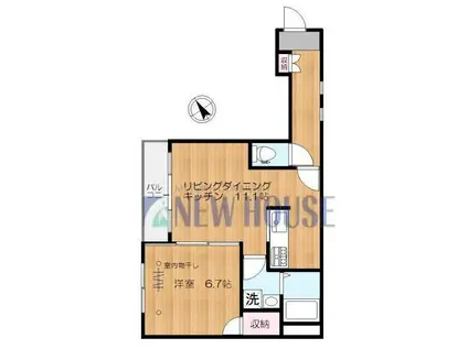 アロハス神楽坂(1LDK/1階)の間取り写真