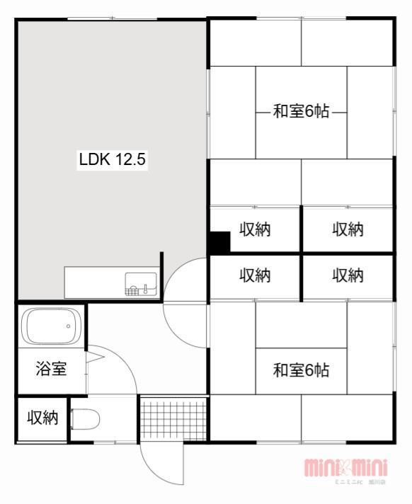 本間マンションB(2LDK/1階)の間取り写真