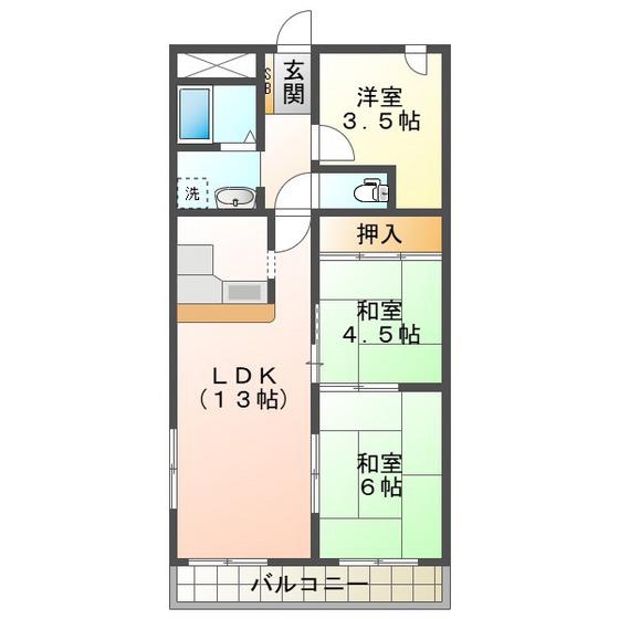 メゾン太平洋(3LDK/6階)の間取り写真