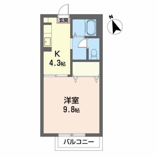 FLOWER GARDEN壱番館(1K/2階)の間取り写真