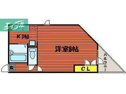 SOLEIL京町(1K/4階)の間取り写真