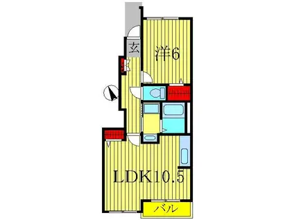 シャンテフルール(1LDK/1階)の間取り写真