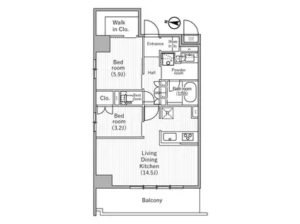NIDO MINOWA(2LDK/11階)の間取り写真