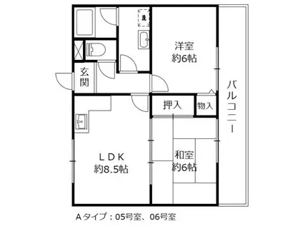 ヴィラ淵ヶ丘 野洲市三宅(2LDK/1階)の間取り写真