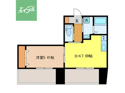 ブルーム桜 (1DK/9階)の間取り写真