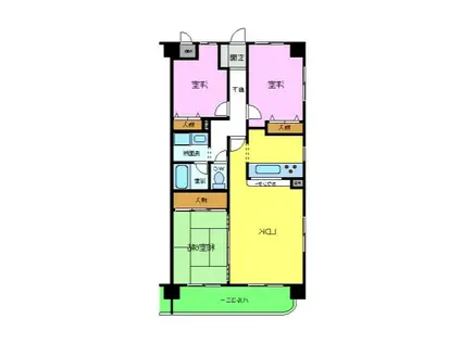 レジデンス赤阪(3LDK/3階)の間取り写真