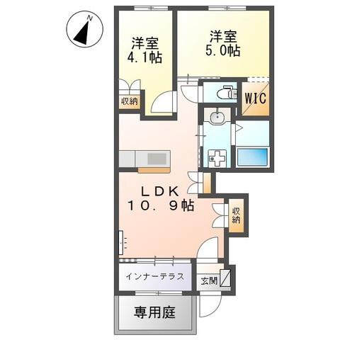 ハピネス(2LDK/1階)の間取り写真