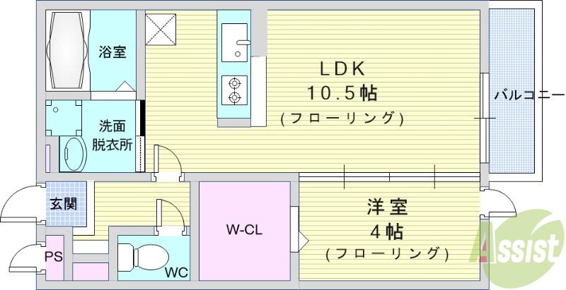 ブランミュール(1LDK/1階)の間取り写真