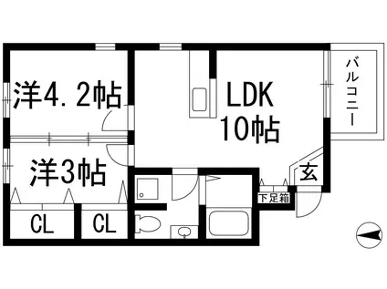 COMODO(1SLDK/1階)の間取り写真
