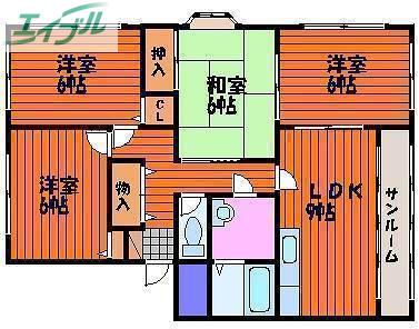ドルチェ新保(4LDK/2階)の間取り写真