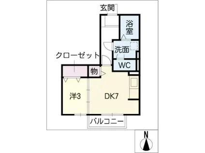 リビングタウン榎戸 C棟(1DK/2階)の間取り写真