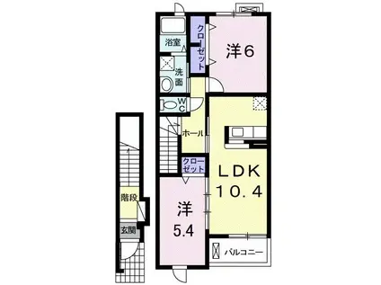 パインテールヴィレッジA(2LDK/2階)の間取り写真