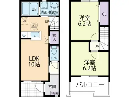 SUNNY RESIDENCE A(2LDK/1階)の間取り写真