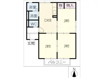 ハイツ花菱II(3DK/1階)の間取り写真