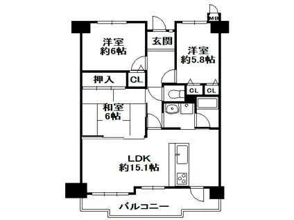 フラワータウン・アミル21ライラック館(3LDK/7階)の間取り写真