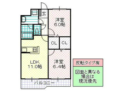 WISTERIA SAKURA(2LDK/1階)の間取り写真