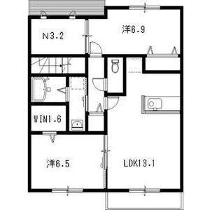 ルーチェ善導寺(2LDK/2階)の間取り写真