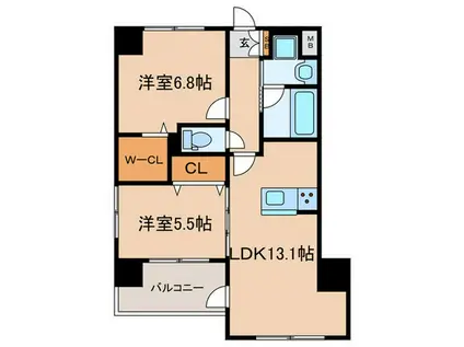 ティマー・レジデンシィ塚口(2LDK/4階)の間取り写真