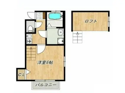 清静ハイム(1K/2階)の間取り写真