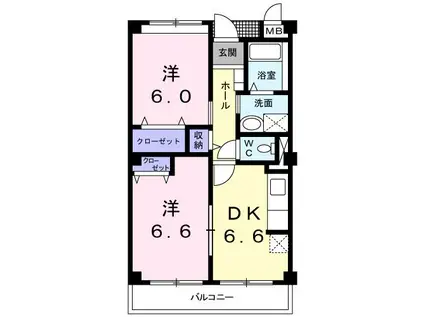 メゾン・ド・フローレ(2DK/1階)の間取り写真