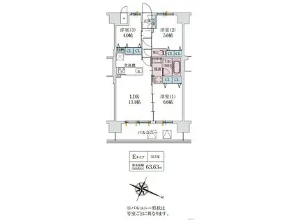 スプランディッド梅田グランノース(3LDK/11階)の間取り写真
