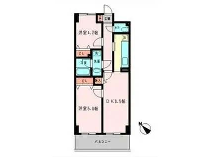 セレッソウスイ(2DK/4階)の間取り写真