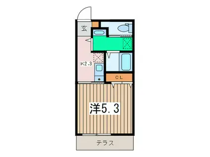 HIBOU(1K/1階)の間取り写真