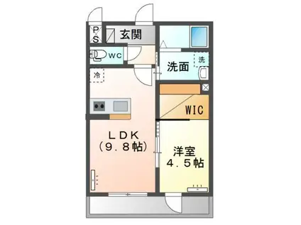クレシェンテ(1LDK/2階)の間取り写真