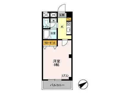メゾンフローラ市川(1K/2階)の間取り写真