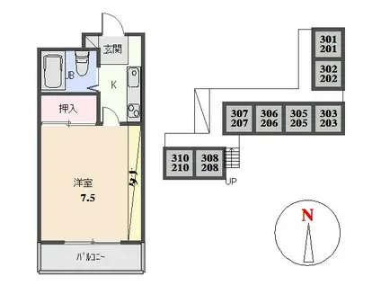 ヨシカワ・ハイツ(1K/3階)の間取り写真