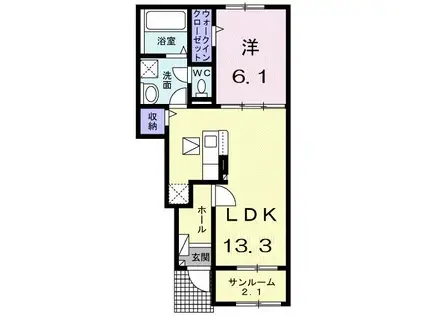 オリオンI(1LDK/1階)の間取り写真