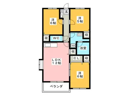 レアールヴェルジェA(3LDK/2階)の間取り写真
