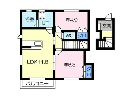 エルヴィータα(2LDK/2階)の間取り写真