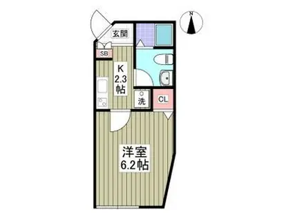 カサーディア宮元(1K/1階)の間取り写真